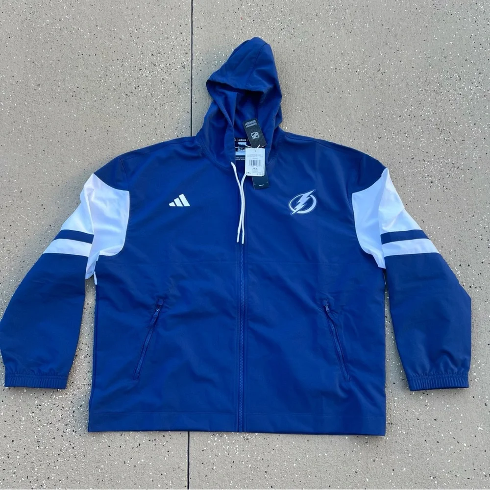 Adidas Tampa Bay Lightning NHL Full‎ Zip Hoodie Jacket U Layering Size XXL Blue